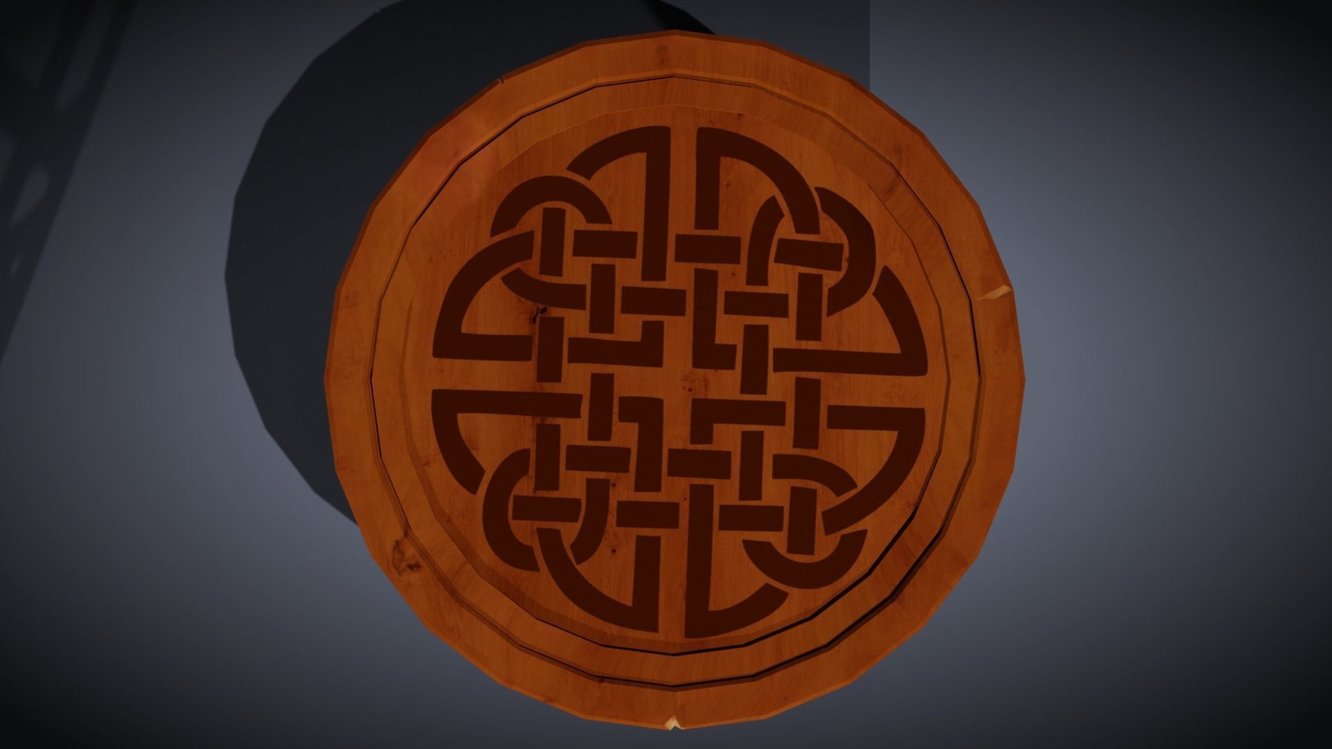 Round Viking Table with Table Cloth Candle and Chairs Low-poly 3D model_5