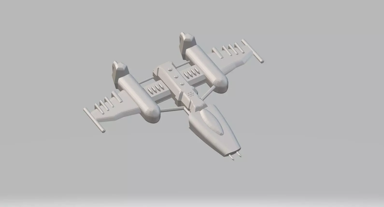 CS2-072023 Concept Fighter Starship 3D print model_0