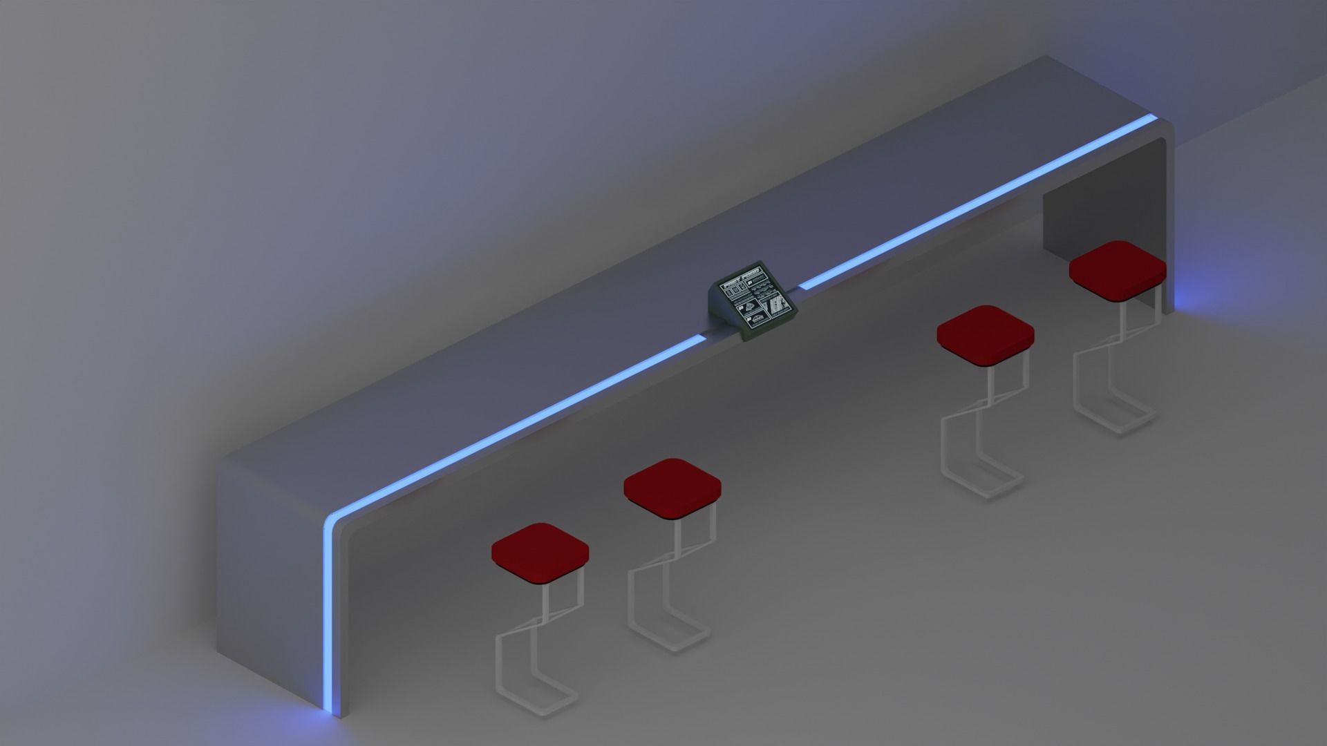 Bar table and chair 3D model_2