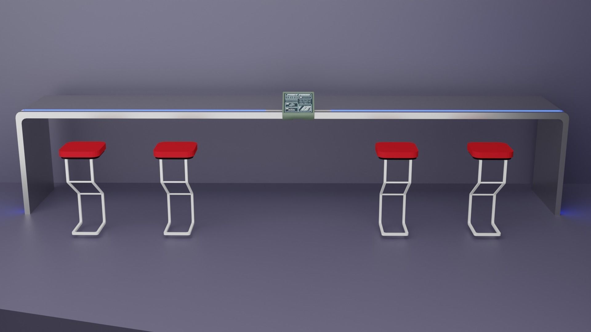 Bar table and chair 3D model_4