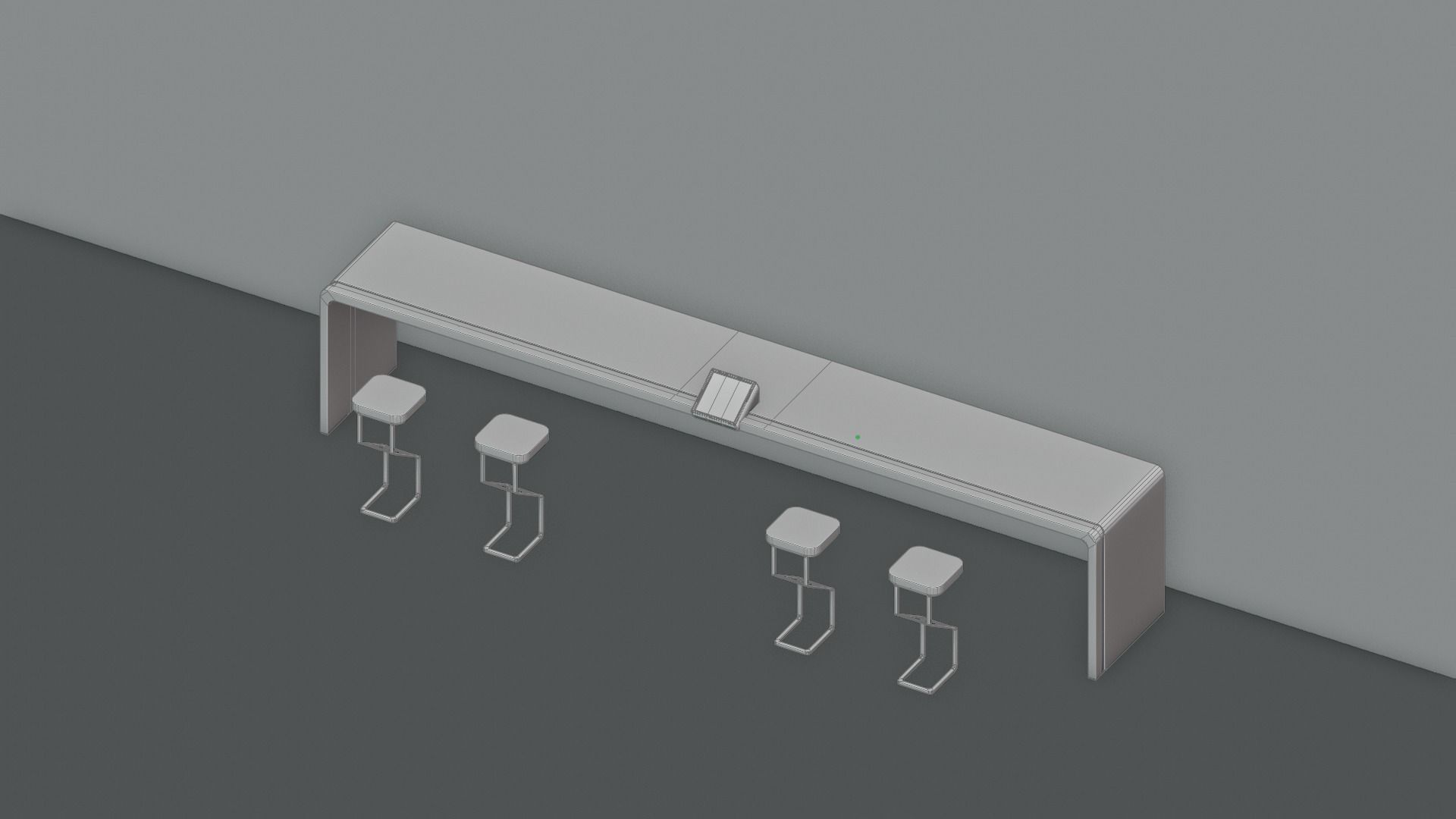 Bar table and chair 3D model_5
