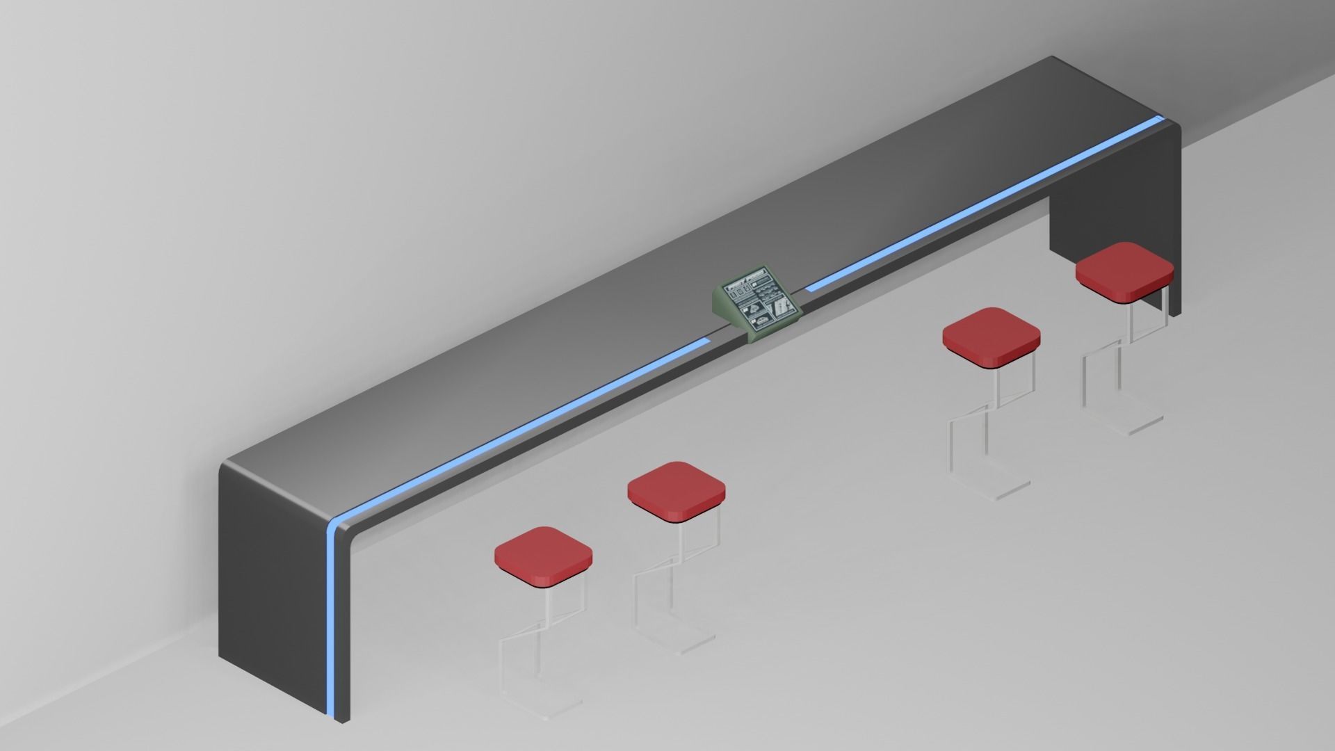 Bar table and chair 3D model_3