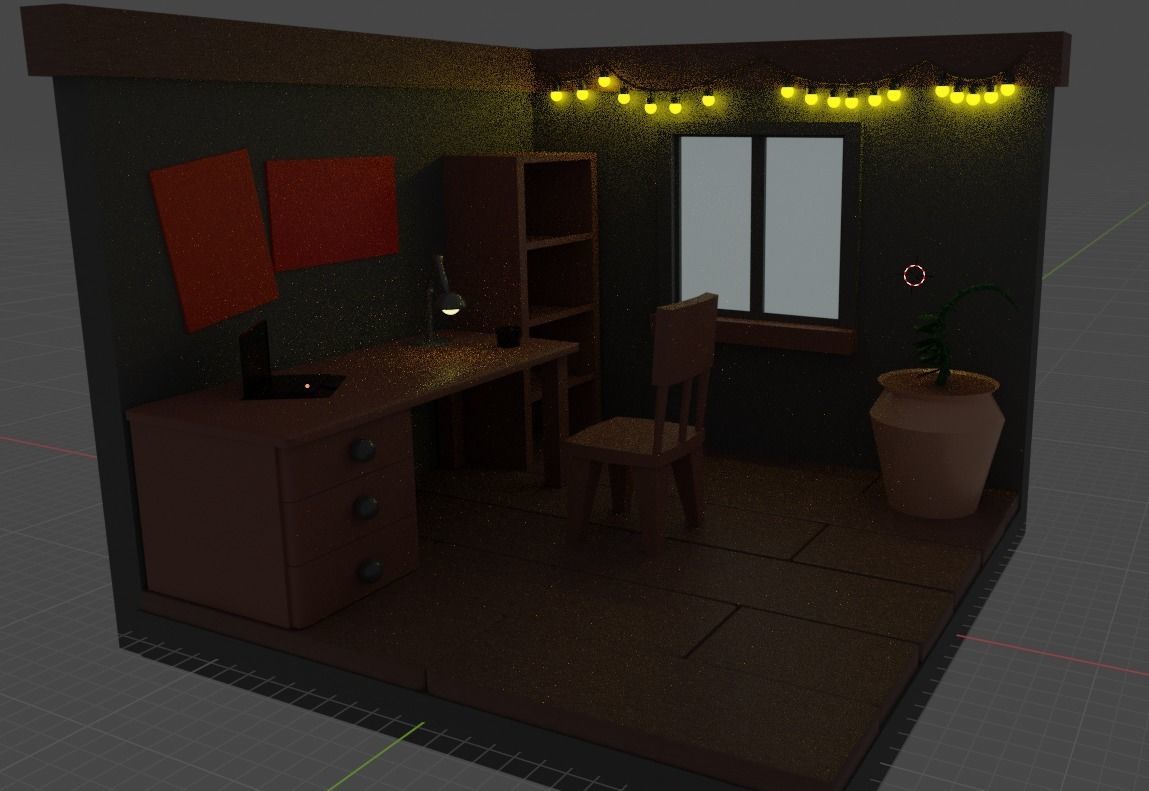 simple low poly game ready lofi room Low-poly 3D model_2