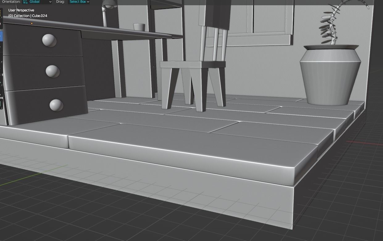 simple low poly game ready lofi room Low-poly 3D model_3