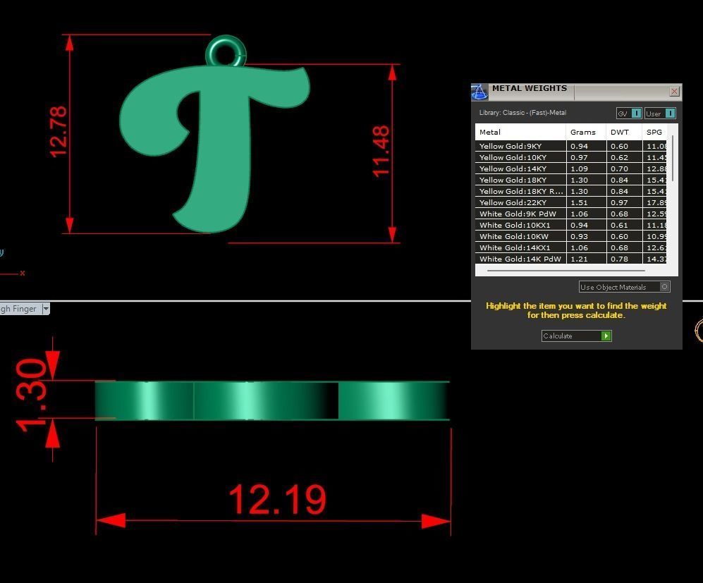 Alphabet Pendant T 3D print model_1