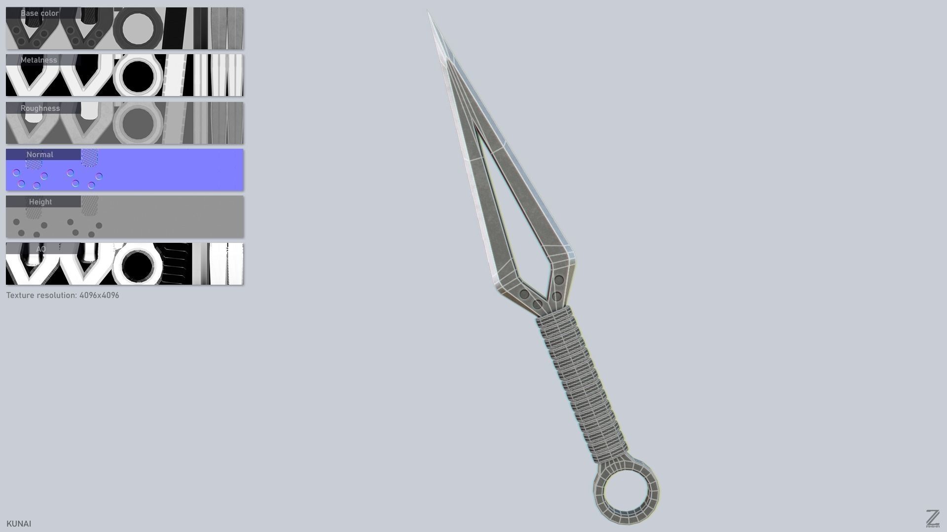Kunai Low-poly 3D model_2