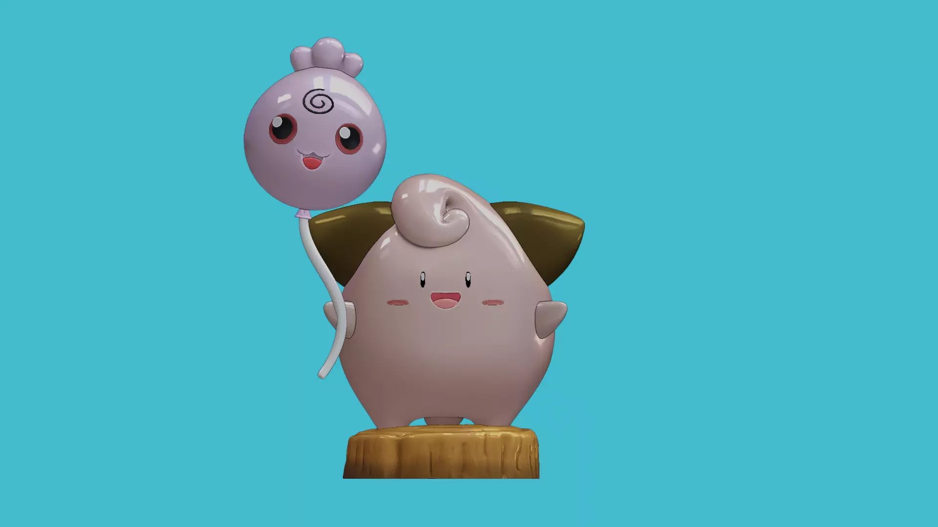 Cleffa with Igglybuff ballon 3D print model