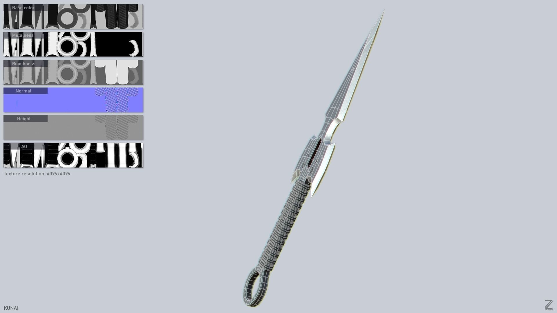 Kunai Low-poly 3D model_2