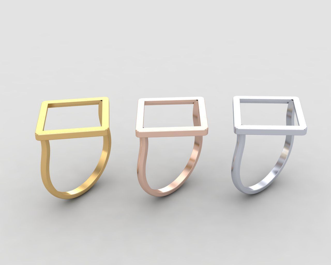 lightweight square minimal ring 110-MW 3D print model_7