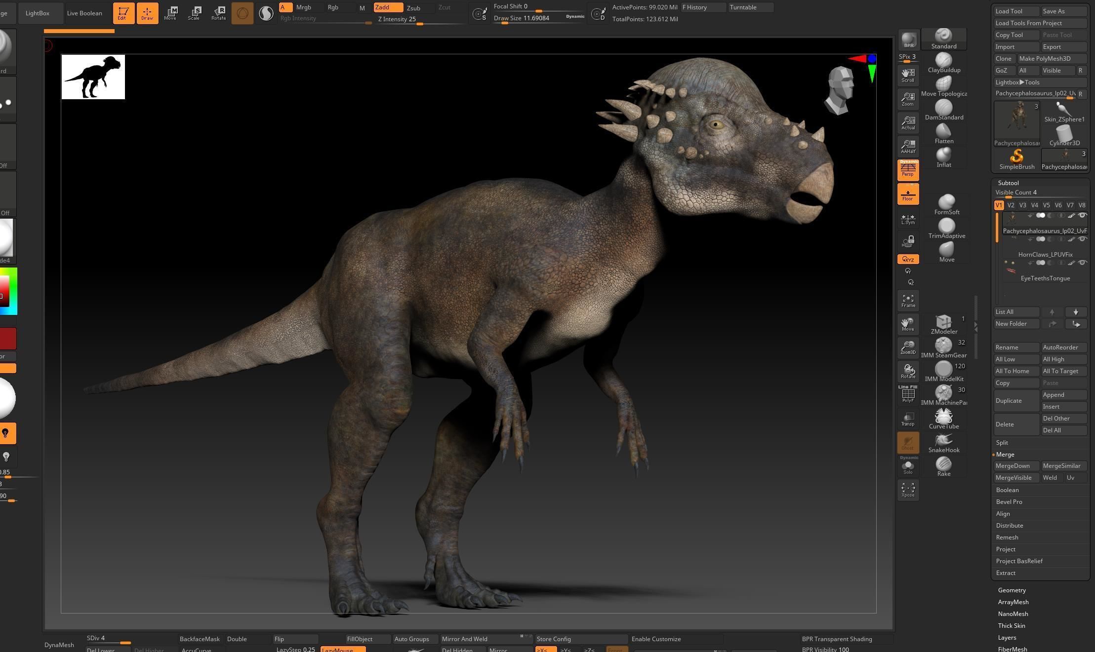 Dinosaur Pachycephalosaurus Sculpt Project 3D model_17