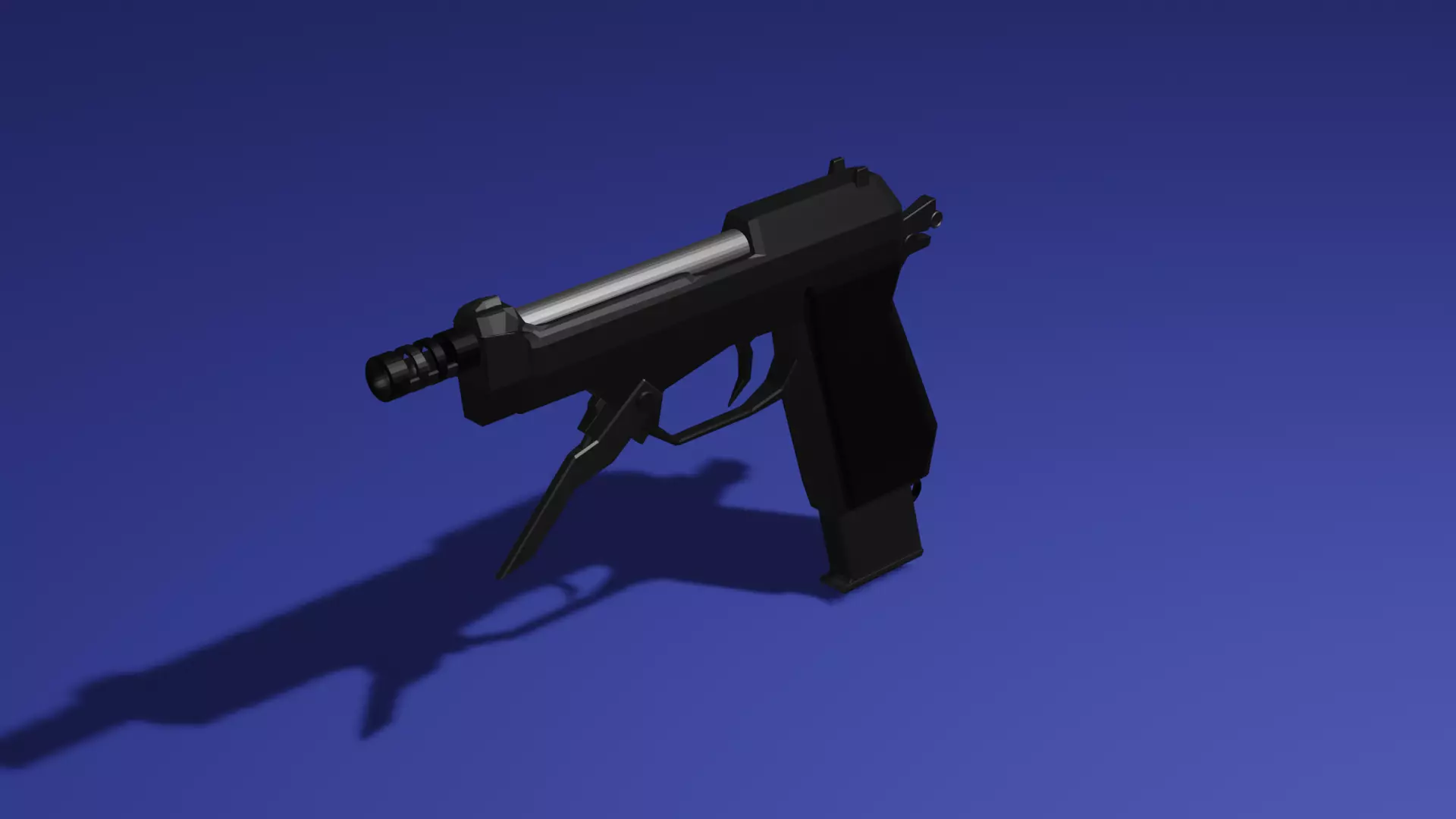 low poly Beretta 93R Low-poly 3D model_0
