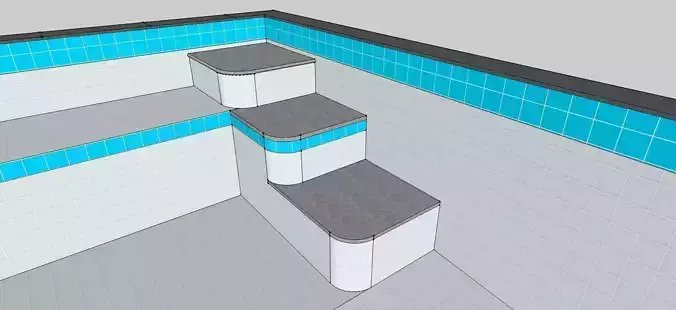 a pool swimming with stairs and tiles Free low-poly 3D model