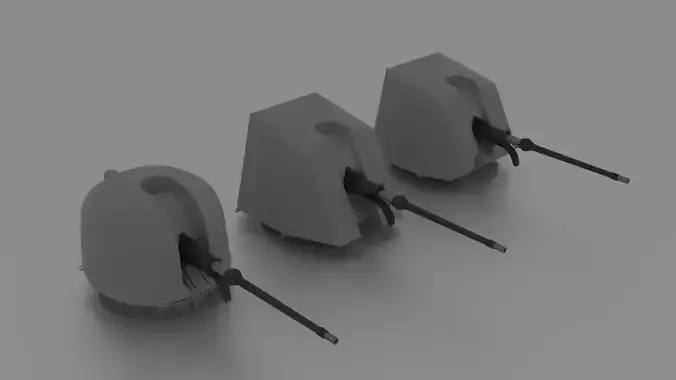 Naval Gun OTO Melara 76mm Family 3D model
