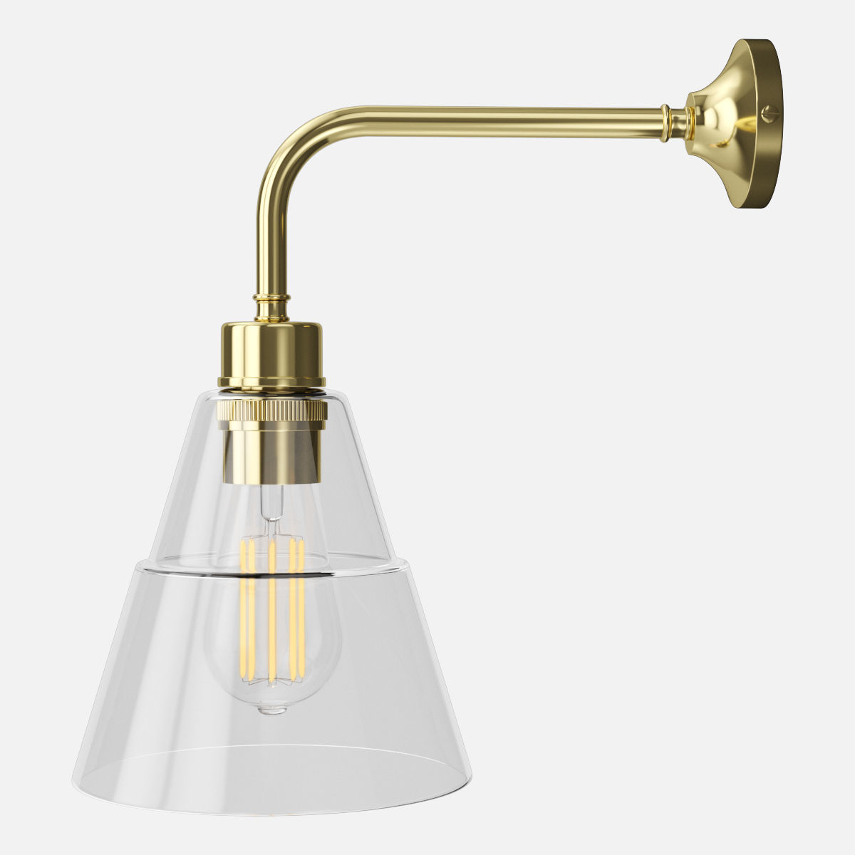 Mullan Lighting - Lyx Clear Glass Cone Modern Wall Light 3D model_3