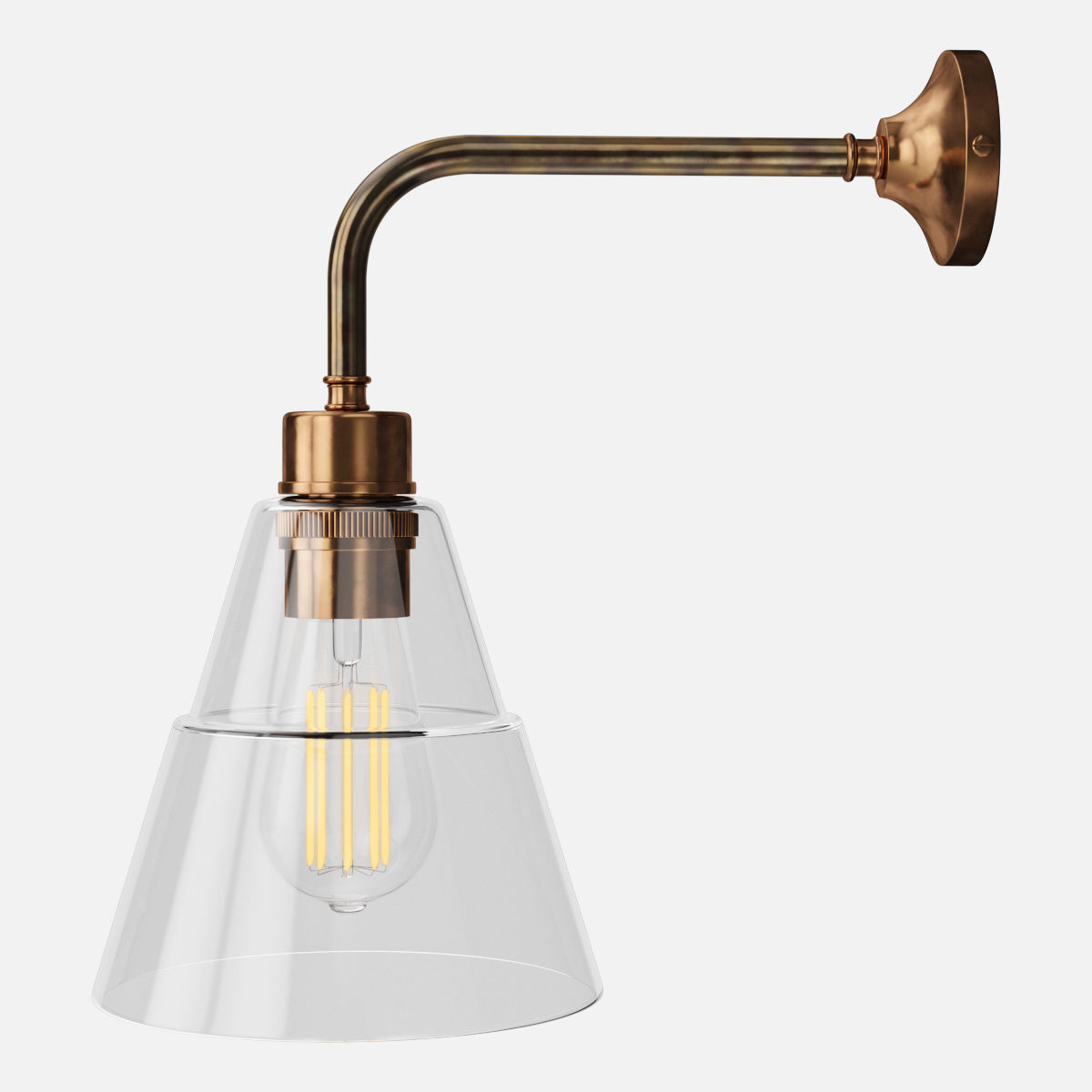 Mullan Lighting - Lyx Clear Glass Cone Modern Wall Light 3D model_2