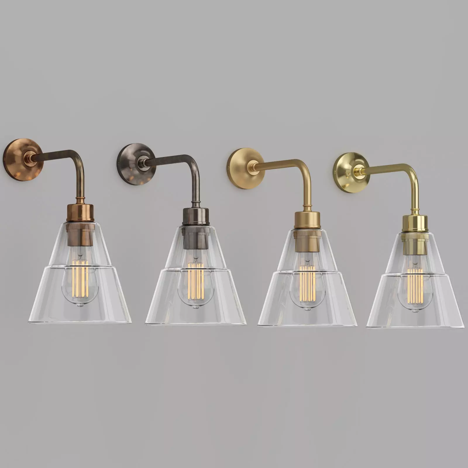 Mullan Lighting - Lyx Clear Glass Cone Modern Wall Light 3D model_0