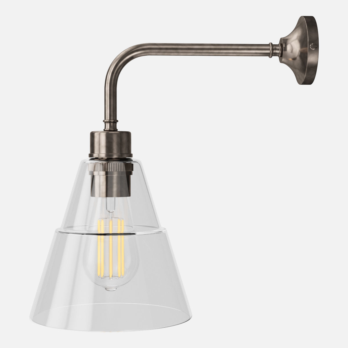 Mullan Lighting - Lyx Clear Glass Cone Modern Wall Light 3D model_1