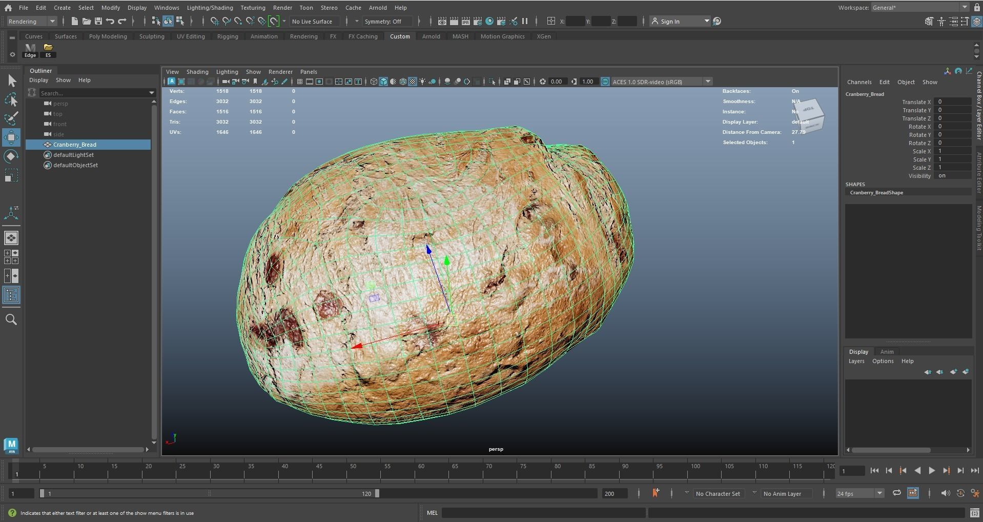 Cranberry Bread AR VR PBR Lowpoly with game ready 3d Model Low-poly 3D model_14