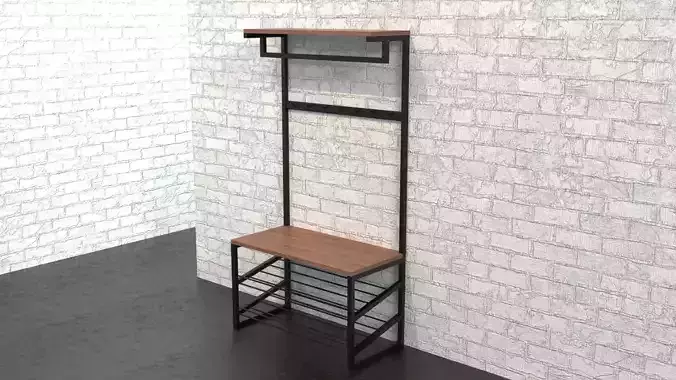 Coat rack metal and wood 01