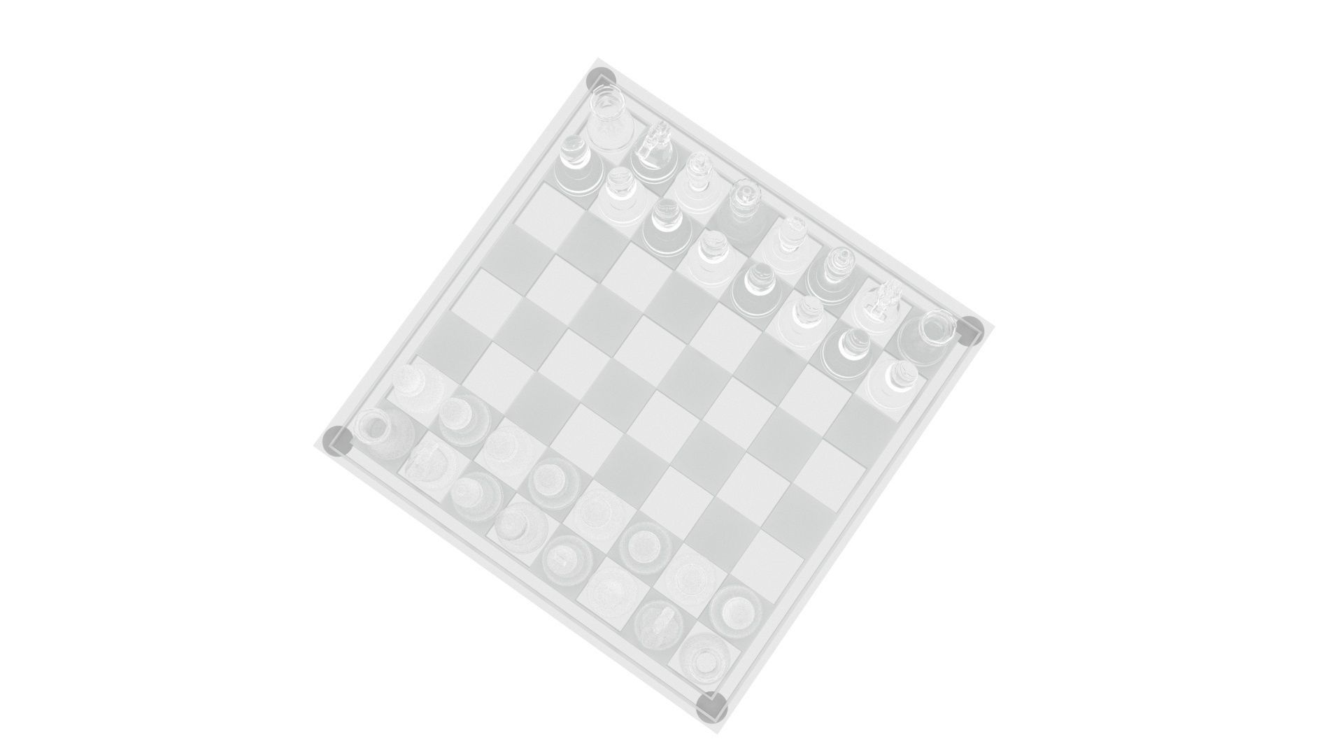 Glass Chess Figures On Glass Chess Board 3D model_13