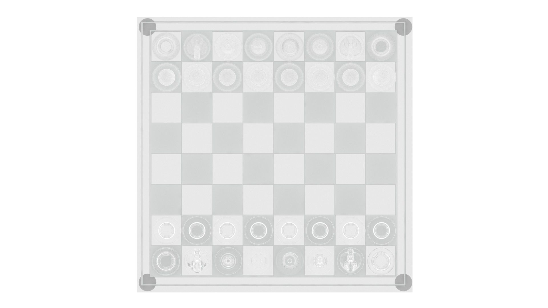 Glass Chess Figures On Glass Chess Board 3D model_15