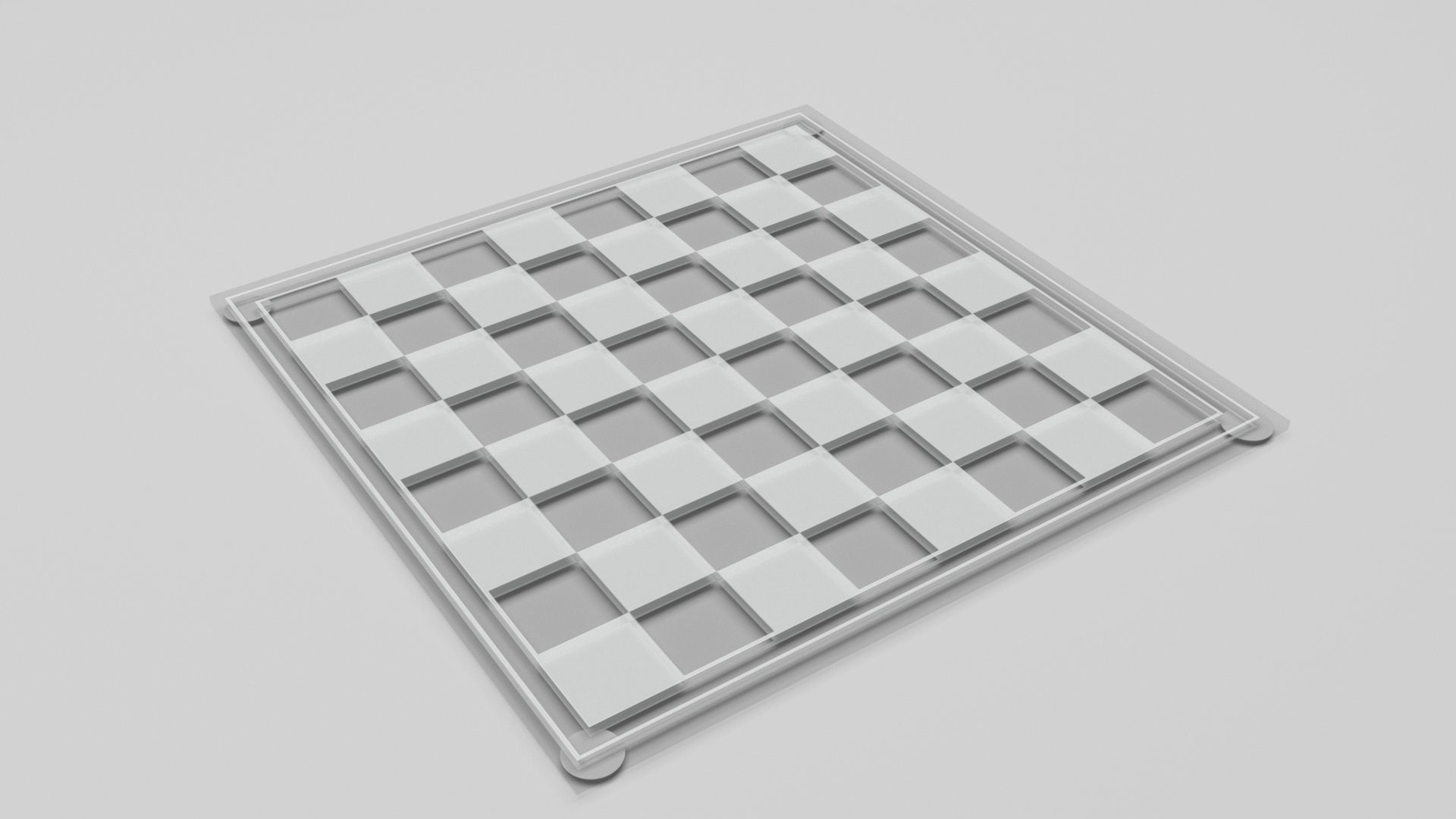 Glass Chess Figures On Glass Chess Board 3D model_6