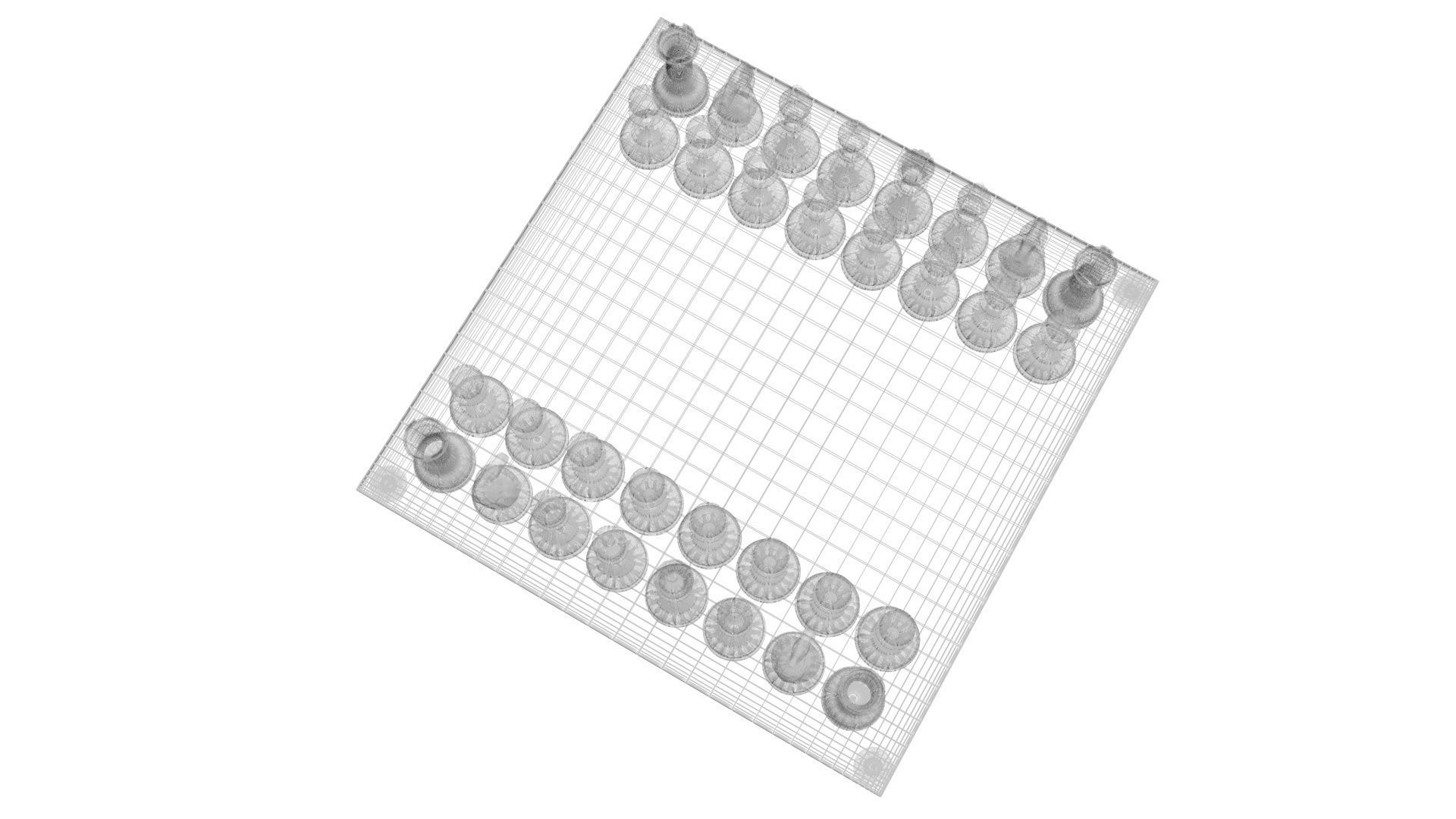 Glass Chess Figures On Glass Chess Board 3D model_17