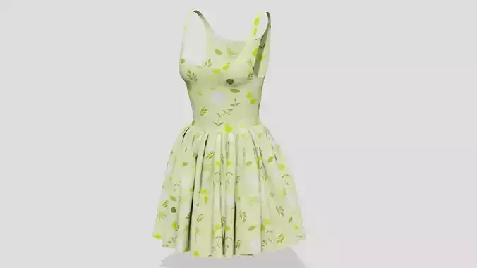 Short summer dress with a chamomile pattern