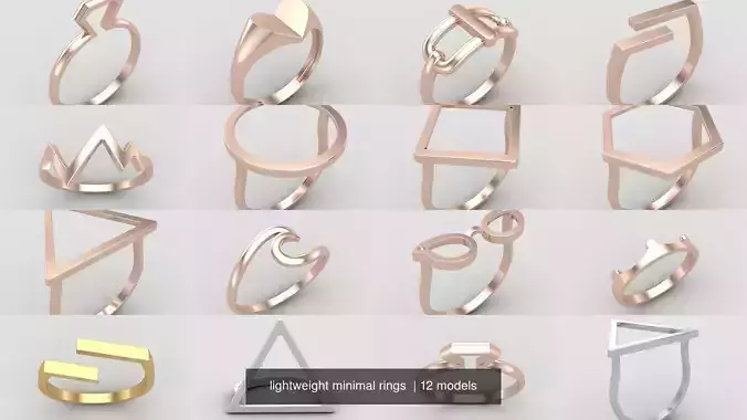 lightweight minimal rings  3D Model Collection