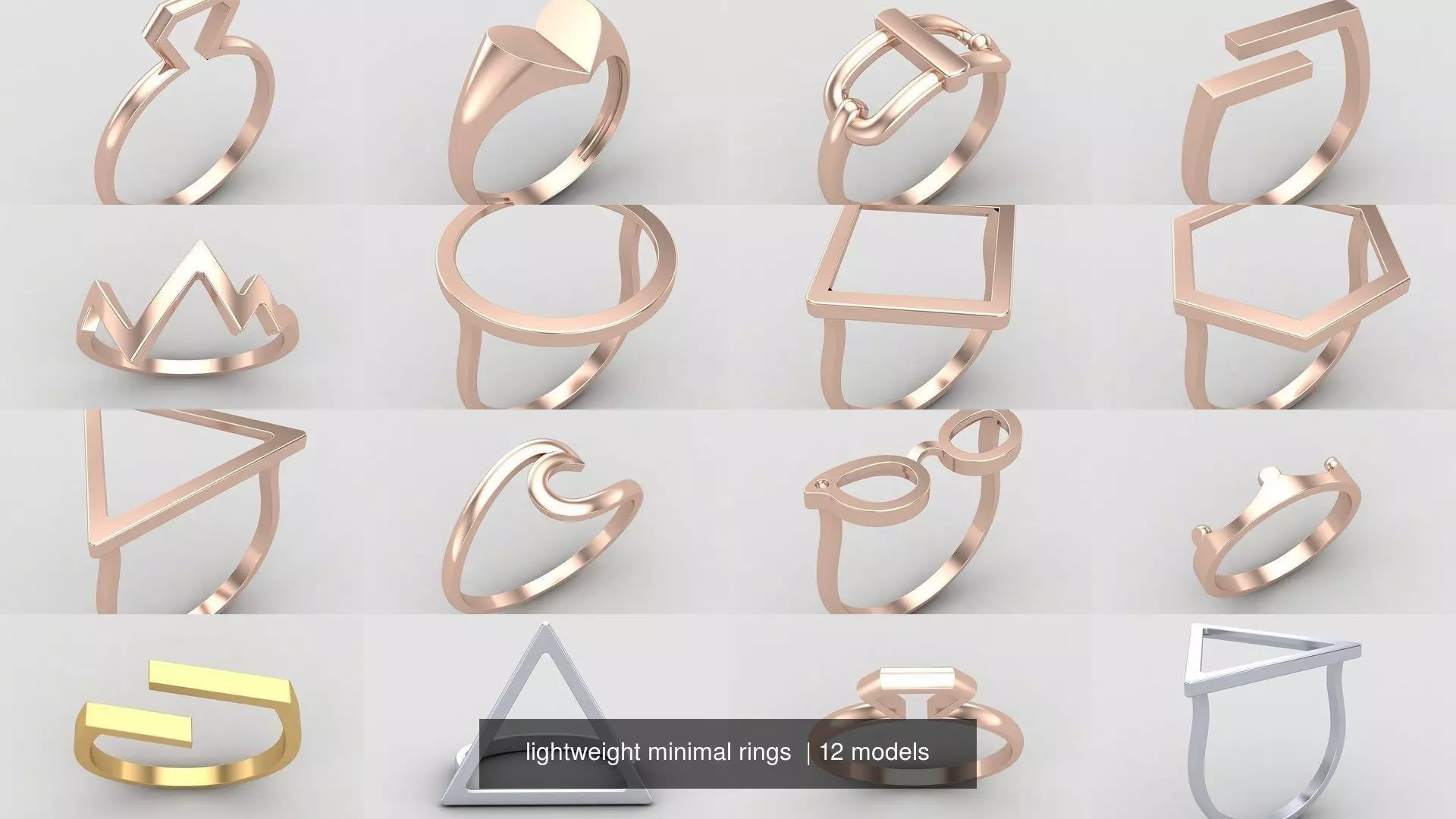 lightweight minimal rings 3D Model Collection_0