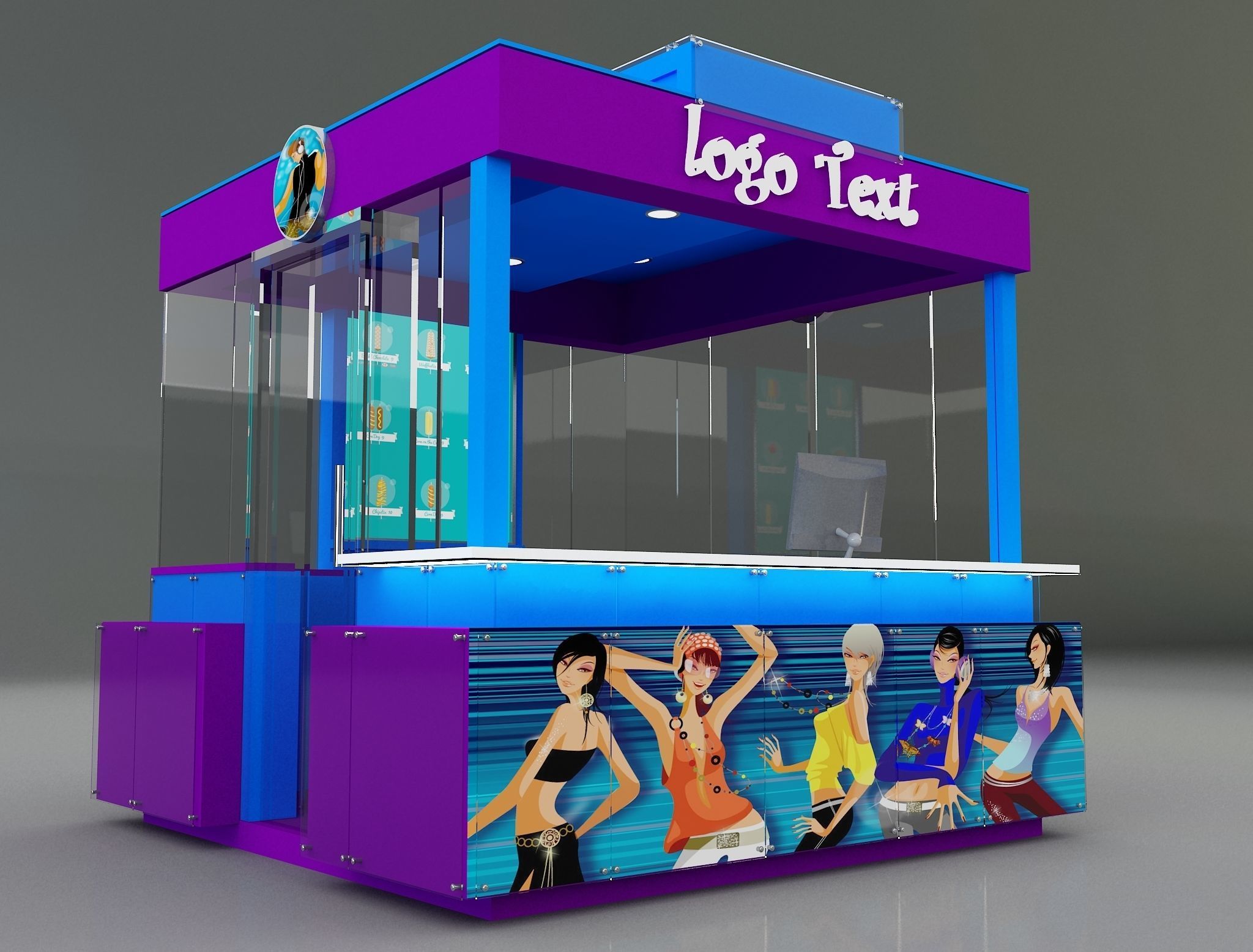 Booth Exhibition Stand a129 3D model_14