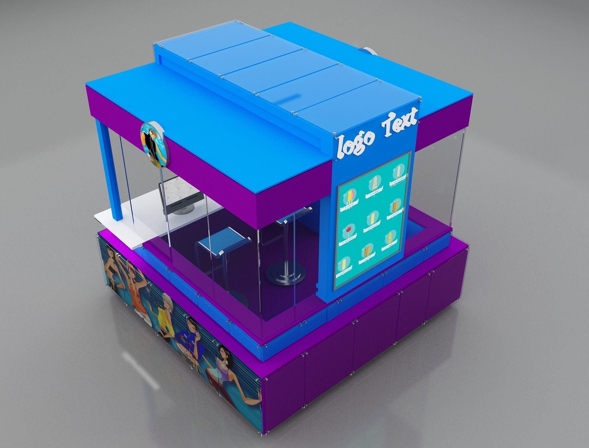 Booth Exhibition Stand a129 3D model_12