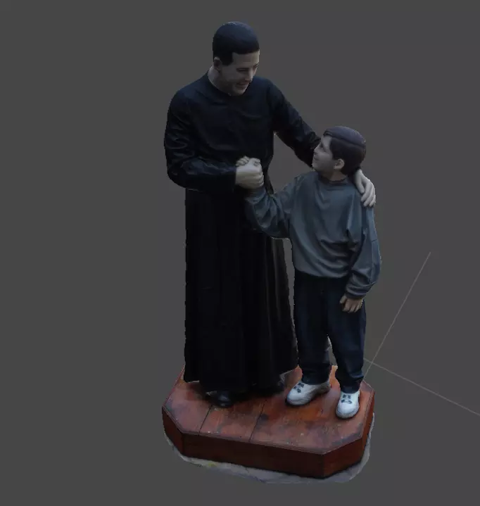 Escultura 3D Padre Hurtado con el nino 3D print model_0