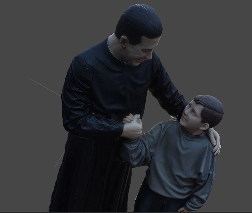 Escultura 3D Padre Hurtado con el nino 3D print model_2