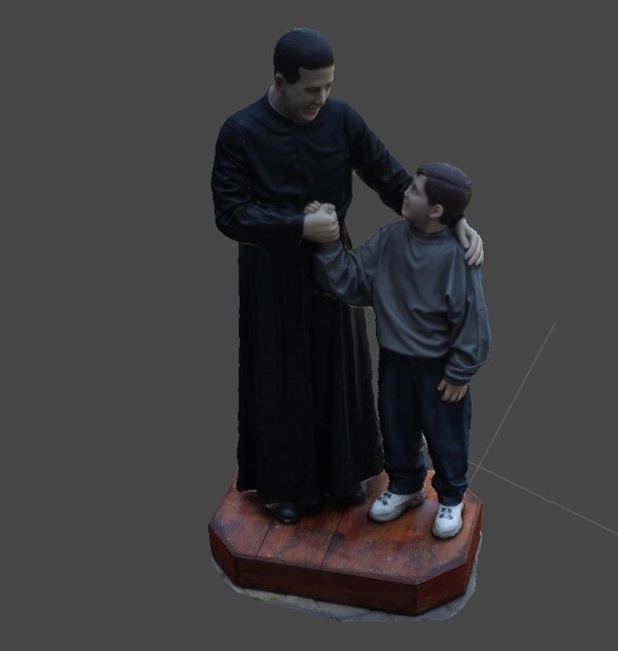 Escultura 3D Padre Hurtado con el nino 3D print model_1
