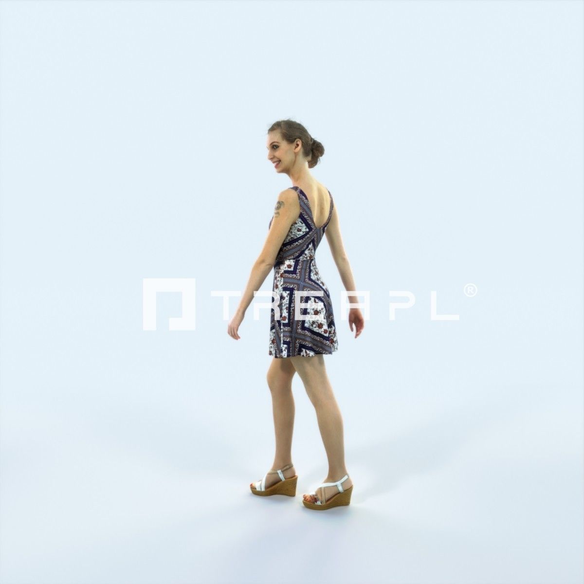 Aspiration 11A walking Casual Woman Low-poly 3D model_8