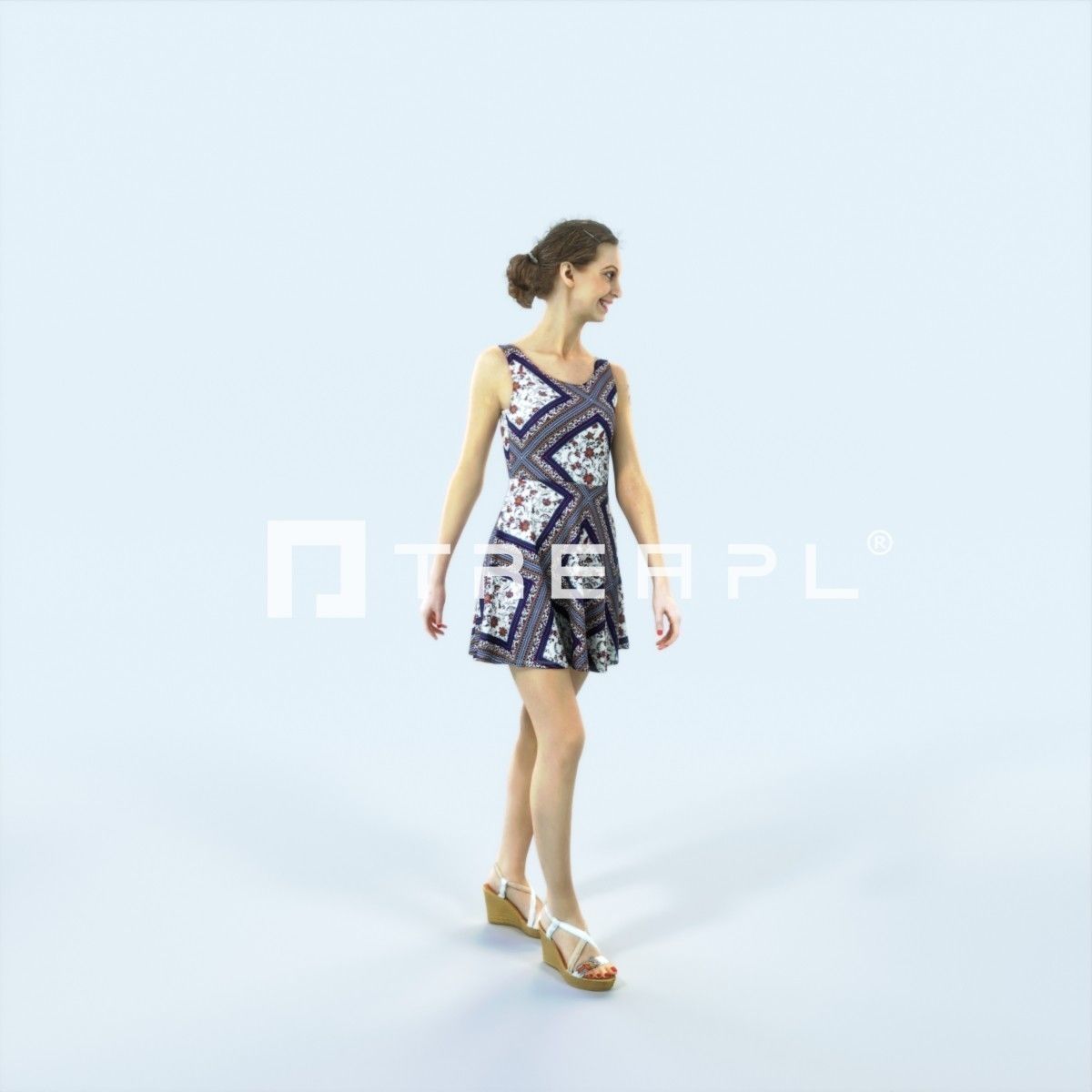 Aspiration 11A walking Casual Woman Low-poly 3D model_3