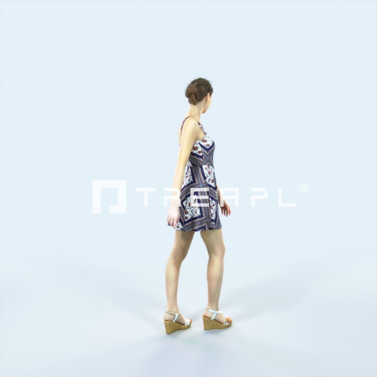 Aspiration 11A walking Casual Woman Low-poly 3D model_6