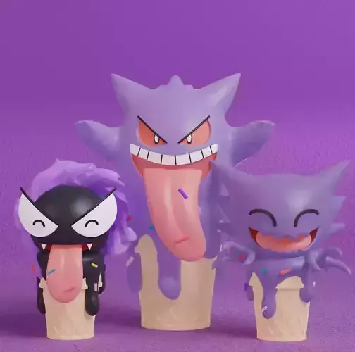 Pokemon - Ice Cream Gastly Haunter and Gengar 3D print model