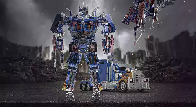 Optimus prime truck and robot 3D model