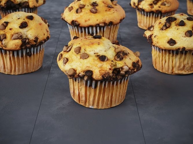Chocolate Chip Muffins  3D model 2