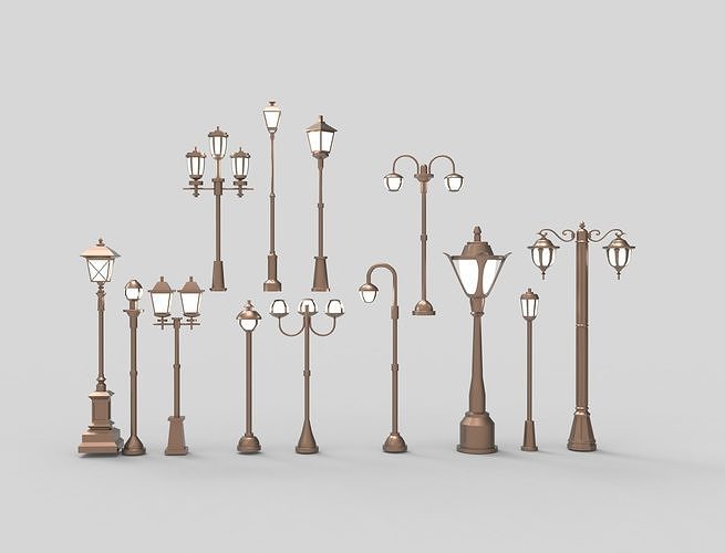 lamp post  Low-poly 3D model 7