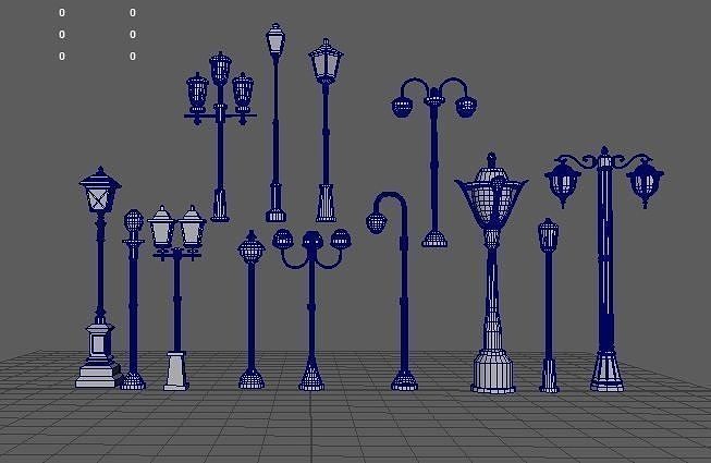 lamp post  Low-poly 3D model 5