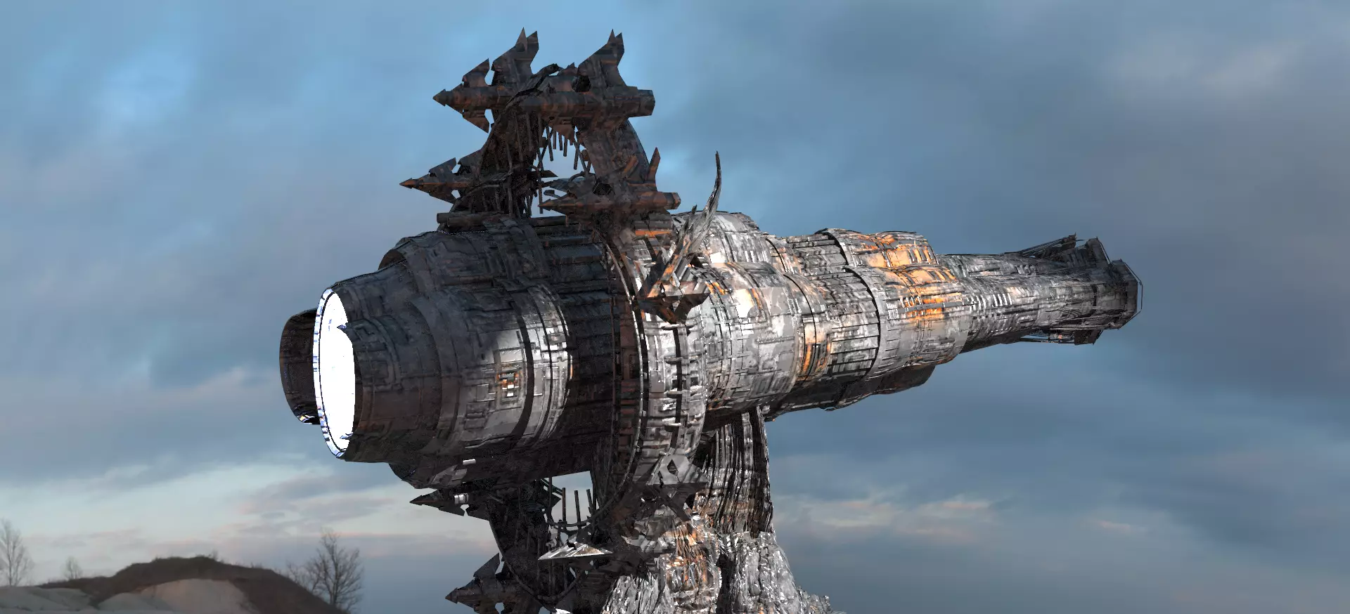 Prometheus inspired alien cigar ship 3D model