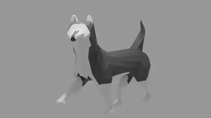 Low Poly Husky Dog Rigged Low-poly 3D model