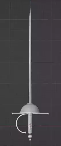 Uncolored Cup-Hilt Rapier suitable for using in Roblox 3D model