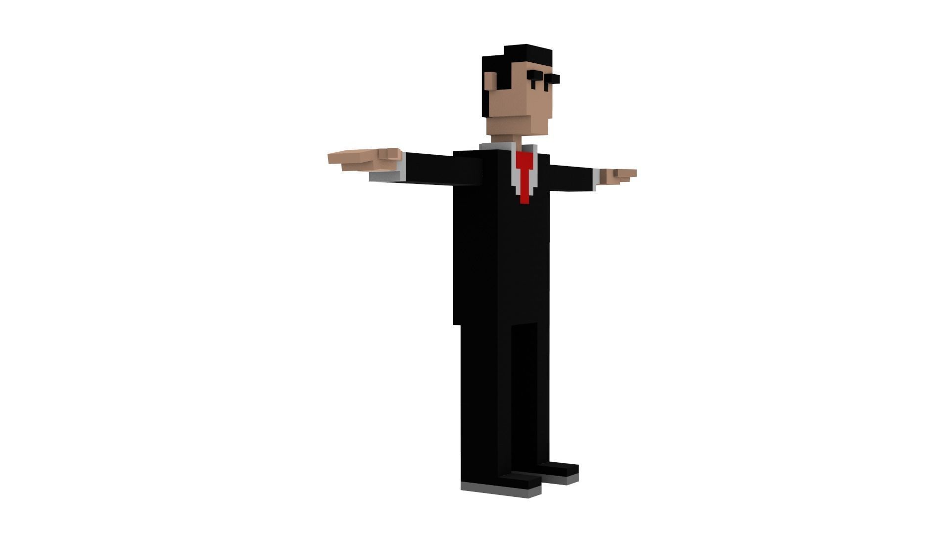 BUSINESSMAN VOXEL CHARACTER 3D model_2