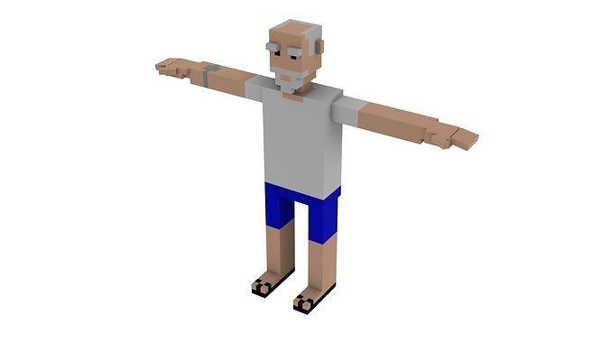 GRANDPA VOXEL CHARACTER Low-poly 3D model