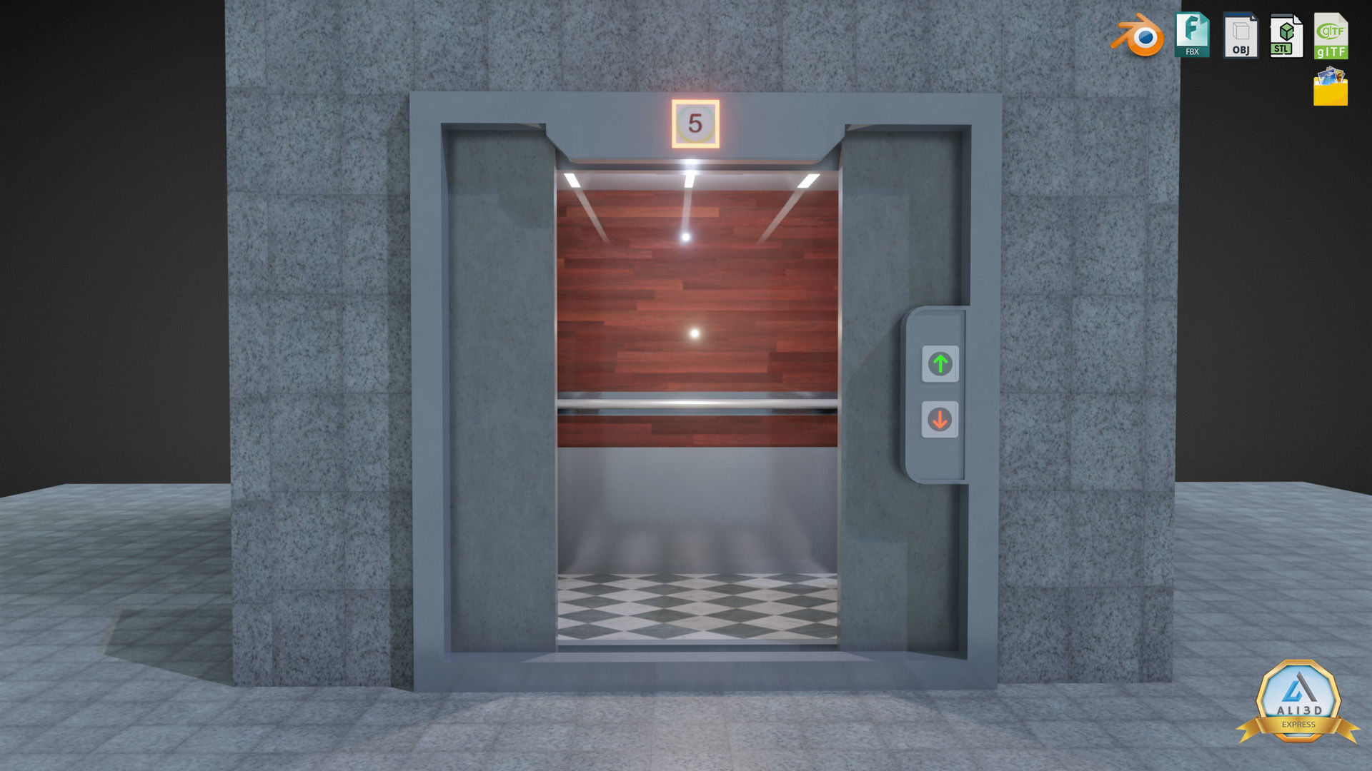 Animated Elevator Residential Apartment Corporate Building  3D model_1