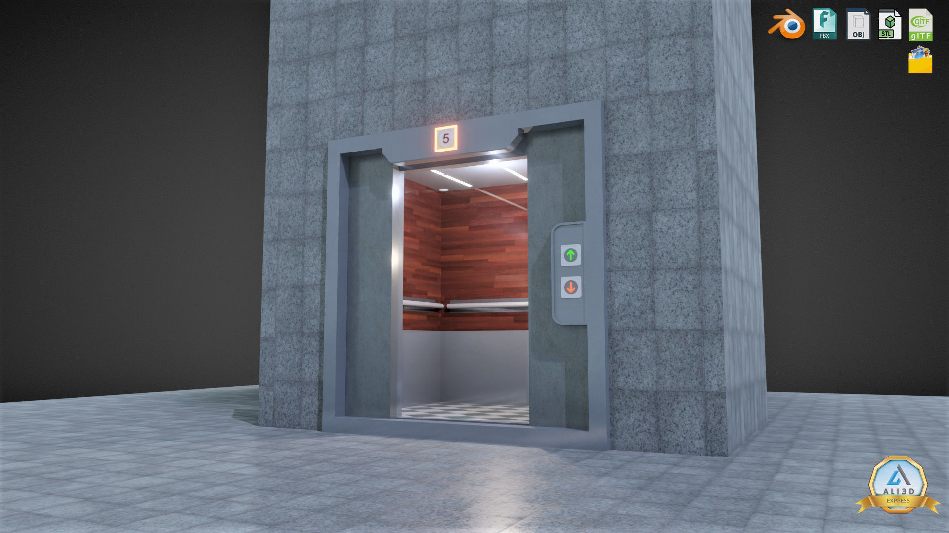 Animated Elevator Residential Apartment Corporate Building  3D model_7